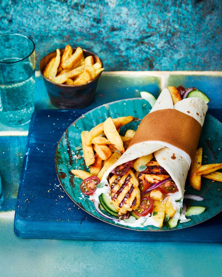 Halloumi gyros with herby chips