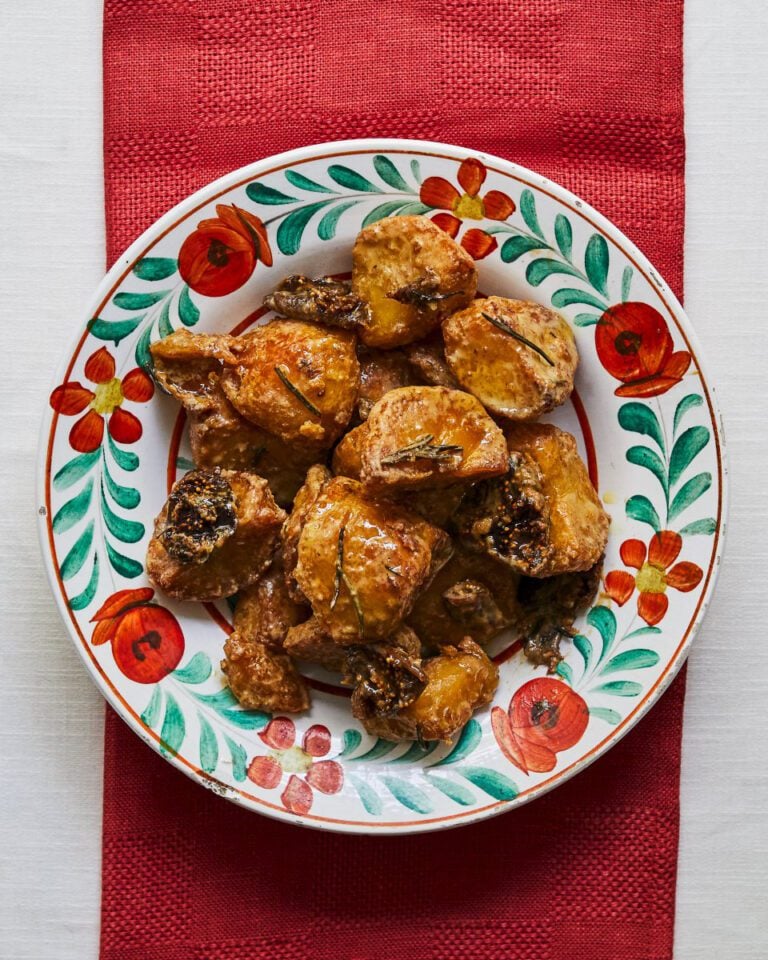 Tahini roast potatoes with figs