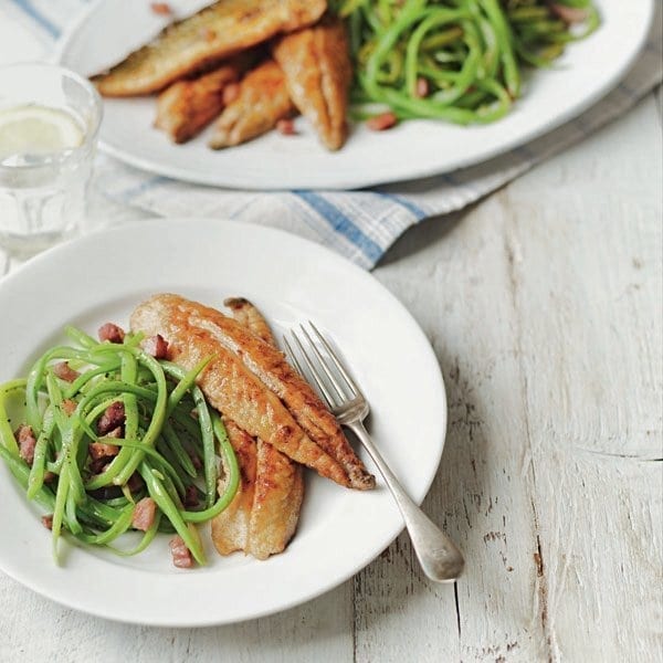 Pan-fried mackerel with runner bean salad