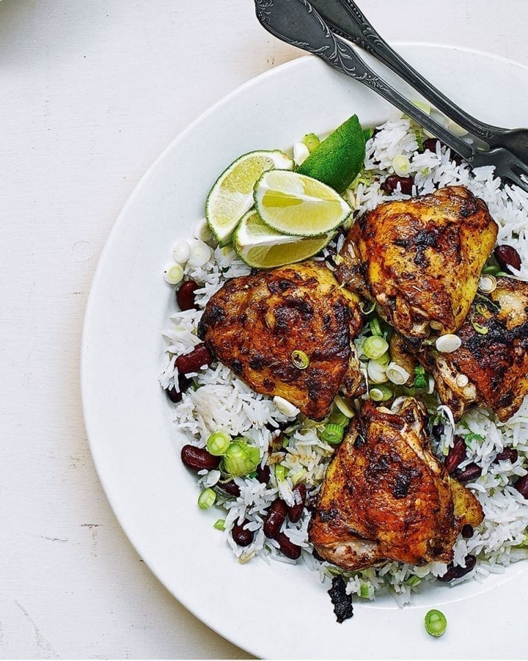 Easy jerk chicken and coconut rice