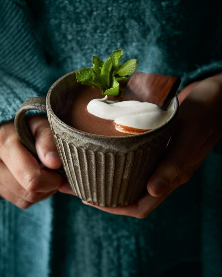 Boozy mint hot chocolate