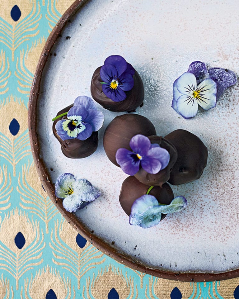 Chocolate-coated flower creams