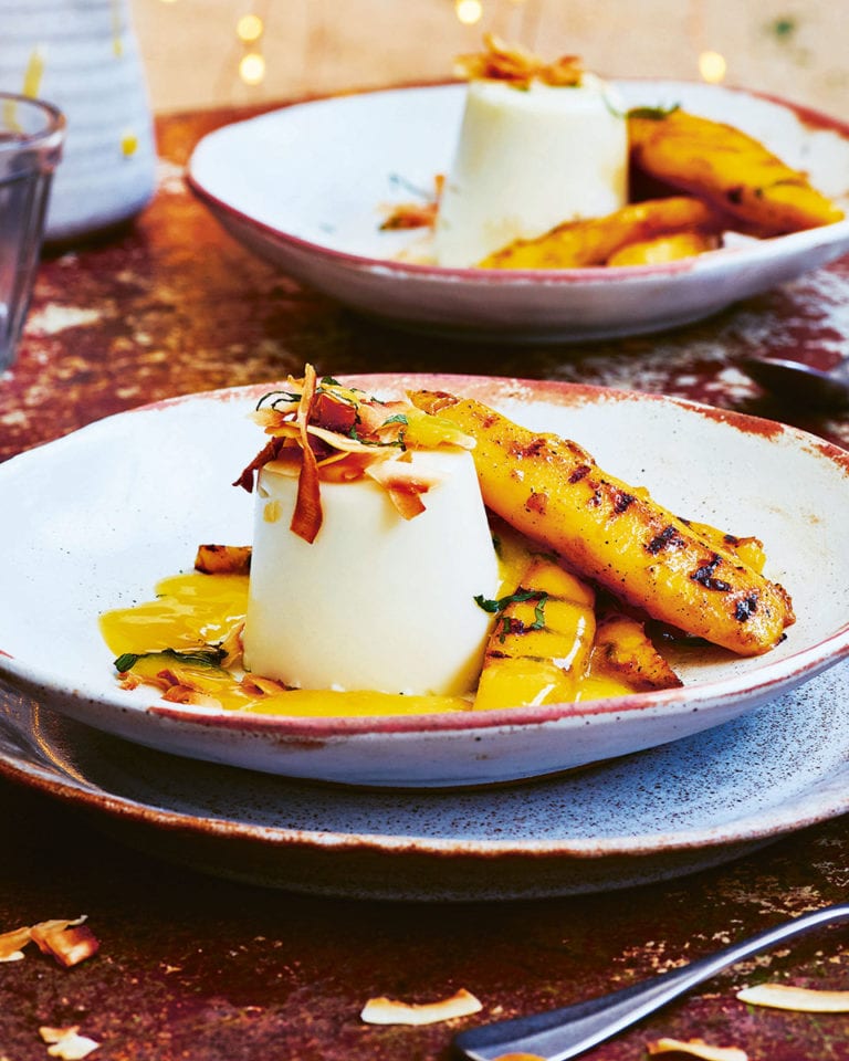 Grilled mango and coconut ‘pannacotta’